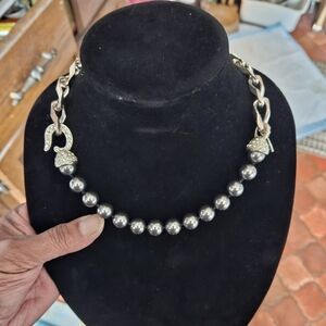 Swarovski Crystal Lized Black and Silver-toned Alloy Necklace